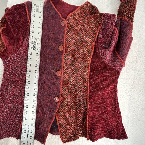 Staley Gretzinger Women Patchwork Cardigan Jacket Purple Textured Art to Wear XL - Picture 9 of 9